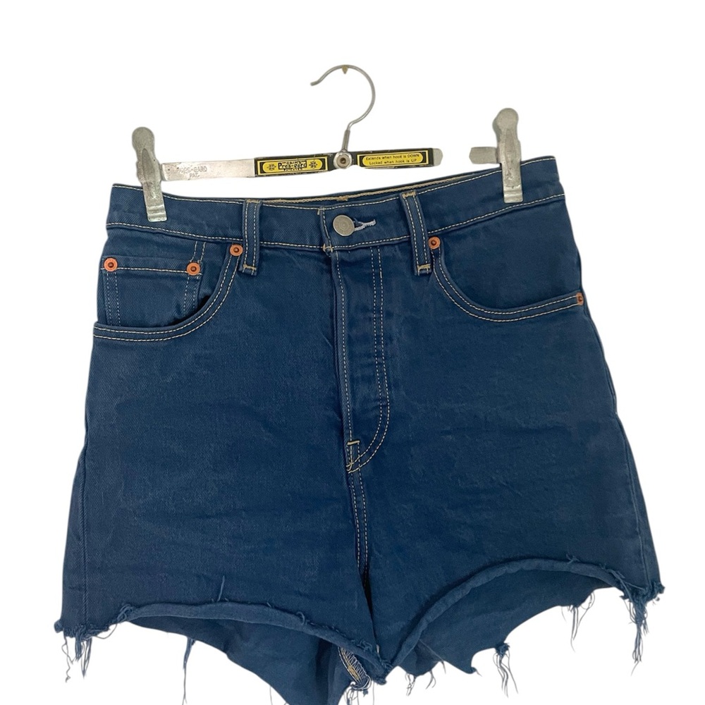 Levi's Blue High Waist Ribcage Denim Shorts